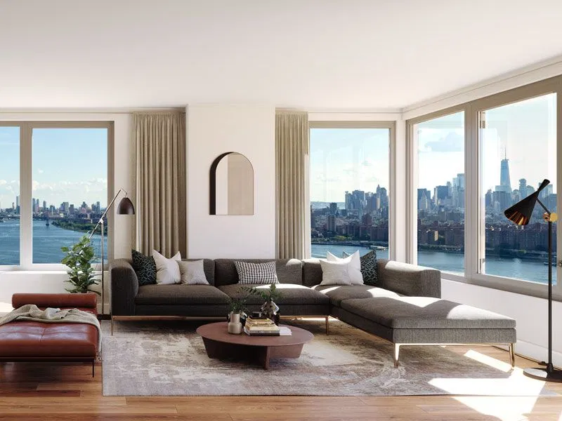Representative waterfront living room